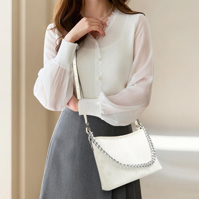 Gradient Snake Pattern Small Shoulder Bags 2025 New Fashion Chain Bucket Bag Street PU Leather Women'S Bag