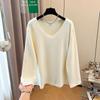 Tops for Women Long Sleeve Shirts Winter Oversize Solid Color Thickened Casual V Nevk Shirt Loose Blouse Pullover Tops