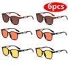 6pcs Cat Eye Oval Sunshade Sunglasses Women Sets Shades Luxury Minimalist Leopard Pattern Design Retro Eyeglasses UV400