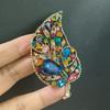 Fashion Rhinestone Leaf Brooches for Women Plant Pins Necklace Keychain Event Party New Gifts Jewelry Decoration Accessories