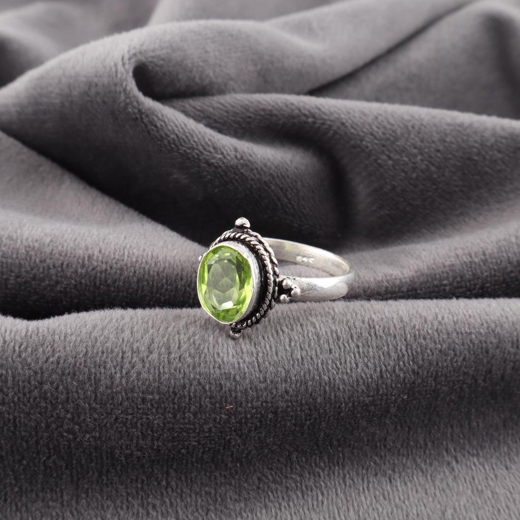 Peridot Jewelry, 925 Solid Sterling Silver Ring, Handmade Gemstone Jewelry Ring For Thanksgiving Gift