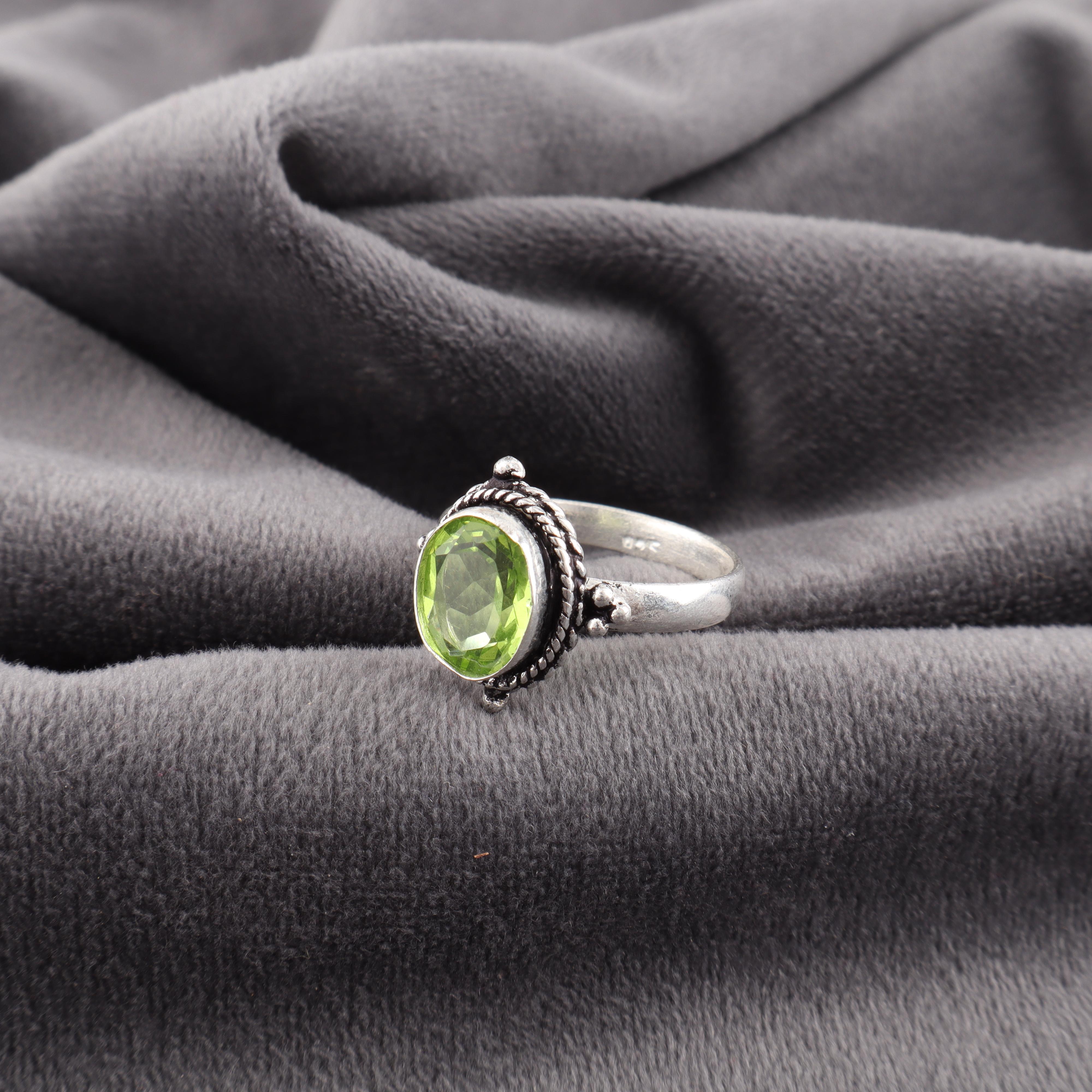 

Ювелирные изделия с перидотом, Кольцо из стерлингового серебра 925 пробы, Кольцо ручной работы с драгоценным камнем в подарок на День благодарения 12 зелёный