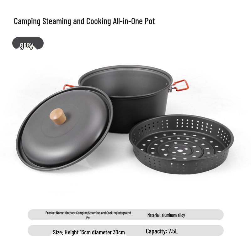 Алюминиевый сплав, 7,5 л, уличная пароварка и кастрюля для готовки - Портативная походная посуда двойного назначения