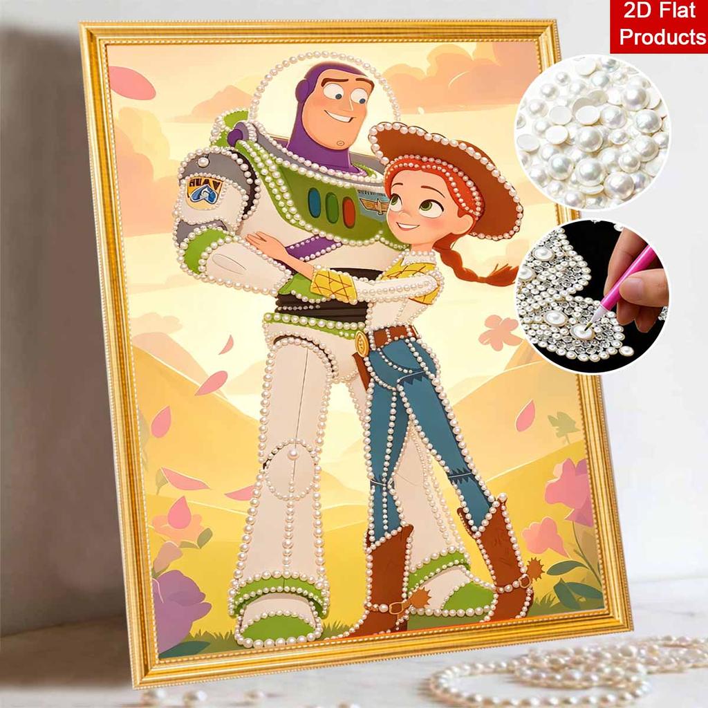 Disney Pearl Painting Toy Story Buzz Lightyear and Tris Handmade DIY Pearl Gem Painting Pictures Crafts Special Shape Home Wall Decoration