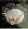 2025 New French White Vintage Mini Fascinator Hat Bridal Lace Net Wedding Veil Cap for Women
