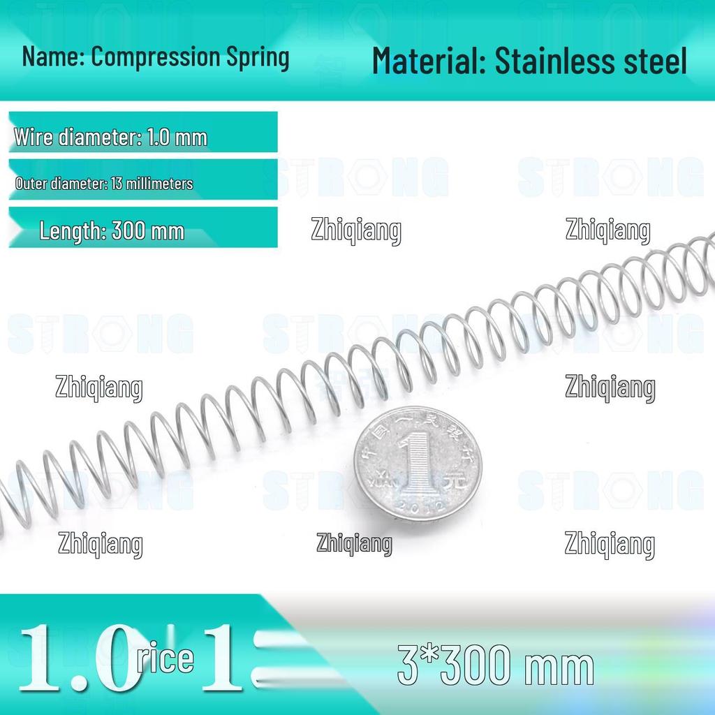 304 Stainless Steel Compression Spring – 300mm Long, High Elasticity, Shock Absorption, Customizable