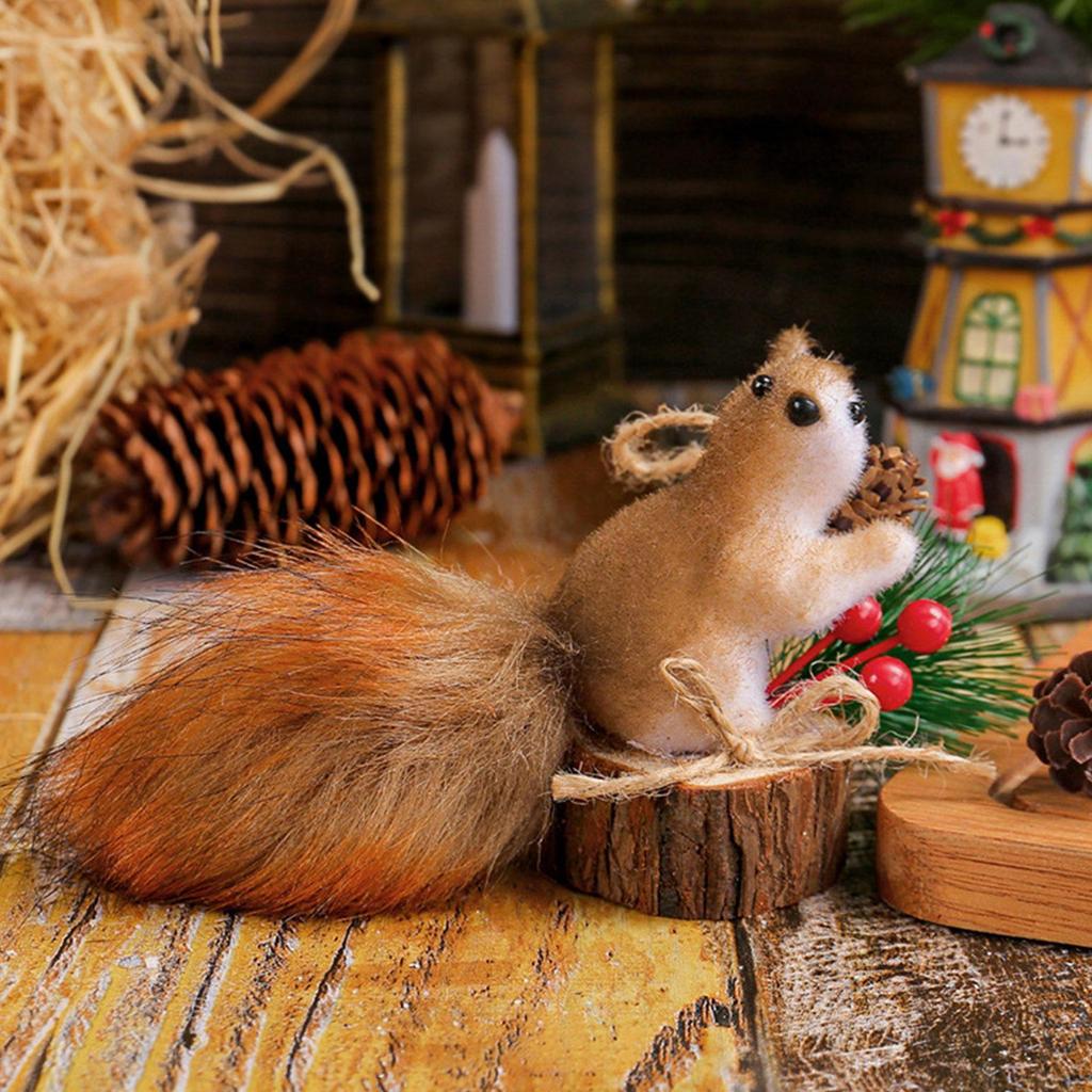 Squirrel Statue Gifts Cute Hanging Animal Sculpture for Office Xmas Tabletop