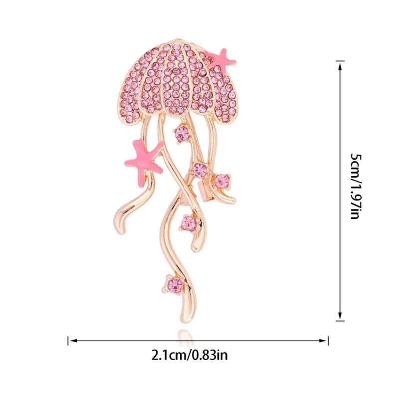 Unique Rhinestones Jellyfish Shaped Brooch Sea Creature Pin Jewelry Accessories For Jackets Coats And Bags