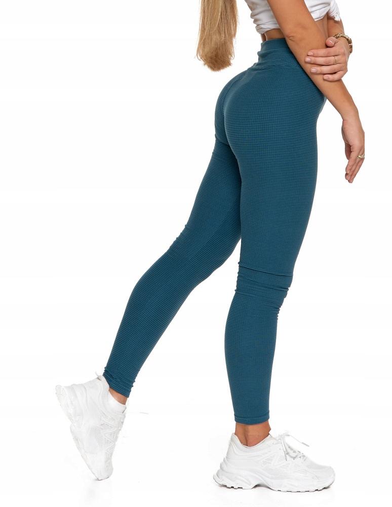 Women's Ribbed Leggings with High Waist, Fashionable, Sporty, MORAJ L/XL green