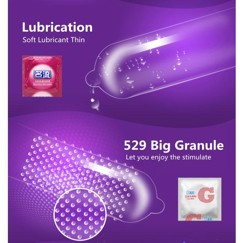 Mingliu Kondom 6 Typen G-Punkt Glattes Gewinde Granulat Feuer und Eis Stimulation Penishülle