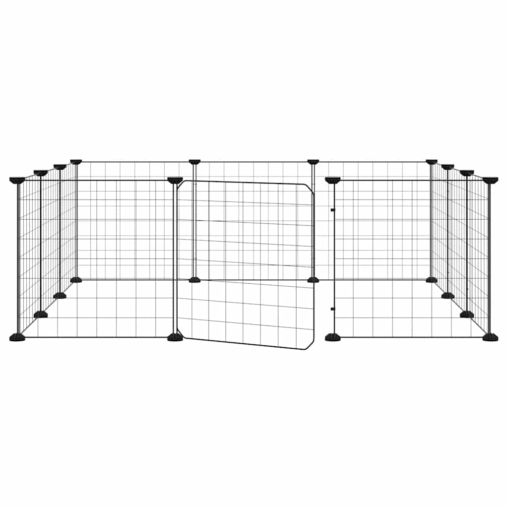 Vidaxl Pet Cage with Gate, 12 Panels, Black, 35X35 Cm, Steel