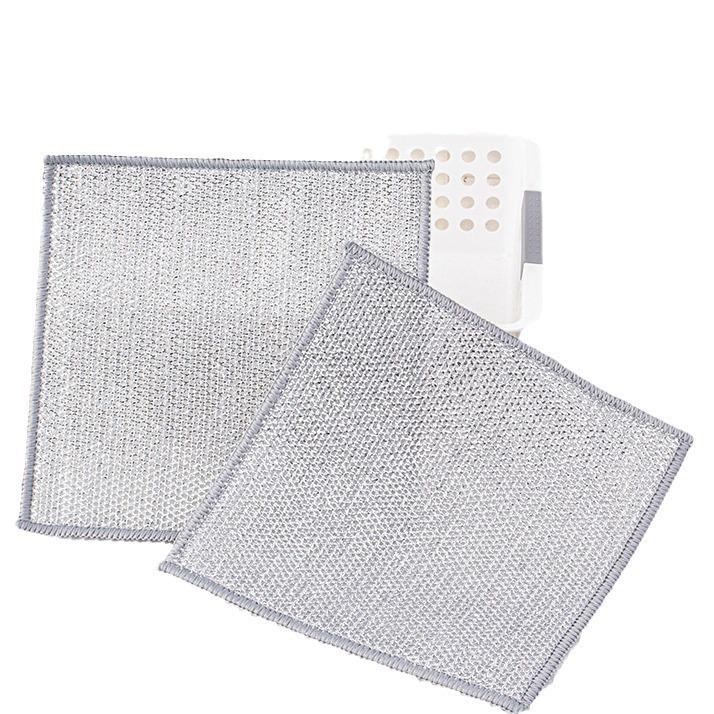 High-Quality Silver Thread Dishcloth: Soft, Durable, Non-Stick, and Tough Dishwashing Cloth with Steel Wire and Polyester Blend.