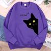 Fun Cat Diagram Print Pullovers Autumn Basics Loose Street Women Clothing Fashion Oversize Versatile Daily Warm Long Sleeved Crew Neck Pullover