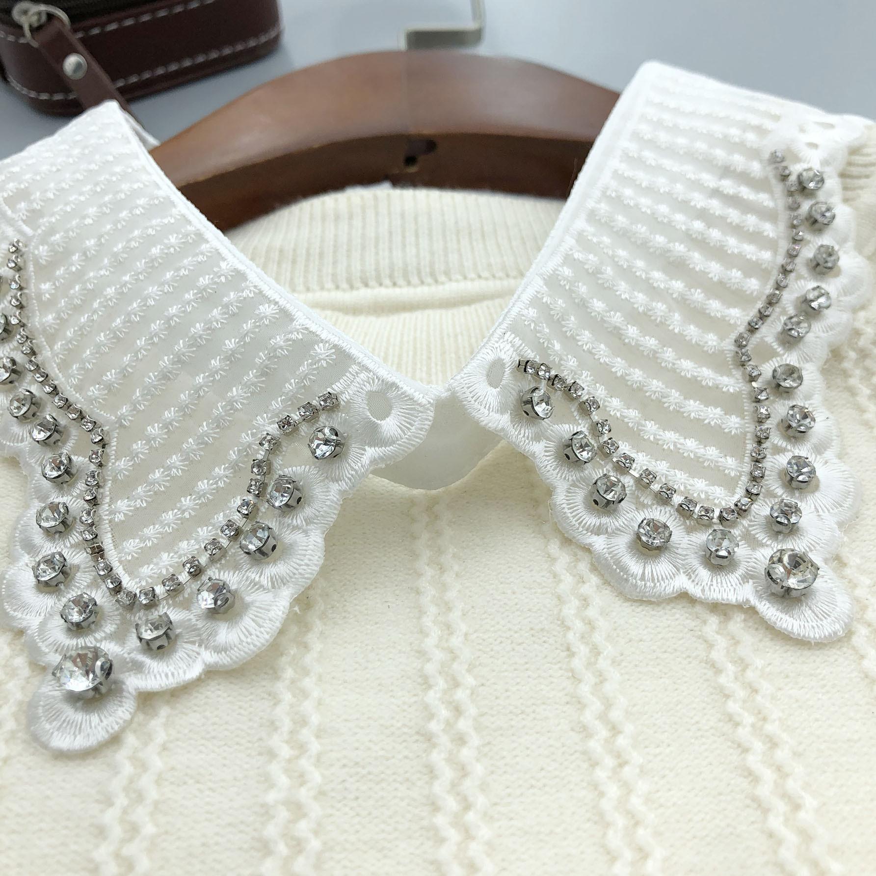 

Гуанчжоу Спасение Декоративный Воротник Простой Высококачественный Вышитый Органза С Бриллиантами Бутик Красивый Поддельный Воротник Для Шеи слоновая кость