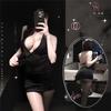 Sexy Sekretärin OL Uniform Reiz Cosplay Kostüm Durchsichtig Tiefes V Halter Rückenfrei Bodycon Bleistiftrock Nachthemd Dessous