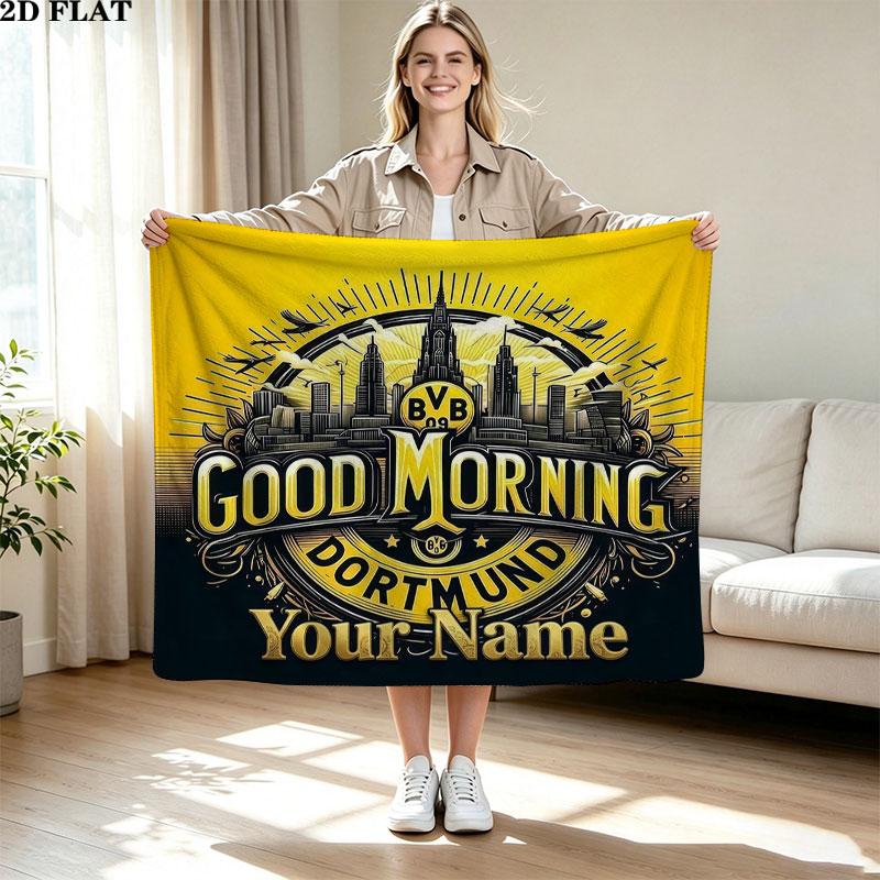 1PC Borussia Custom Name Patterned Flannel Blanket Suitable For All Seasons for Home Decor Warmth and Comfort Gifts Holiday Present