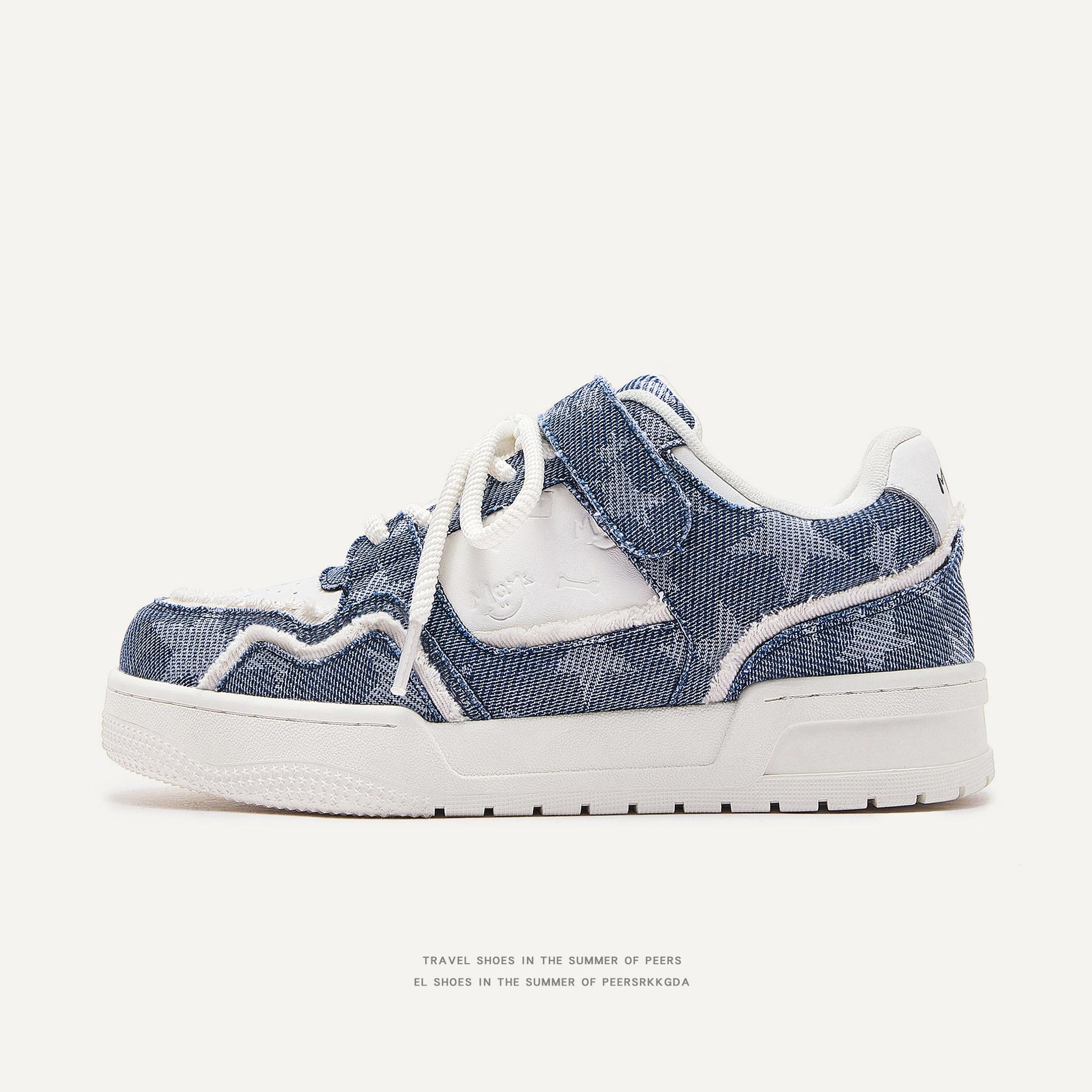 Star Washed Denim Printed Velcro Pants