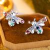 Cute Rainbow Zircon Bee Stud Earrings for Women Delicate Animal Insect  Earrings Wedding Party Jewelry