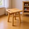Square Wooden Stool Rounded Corners Solid Wood CrossSupported Small Seat for Home,