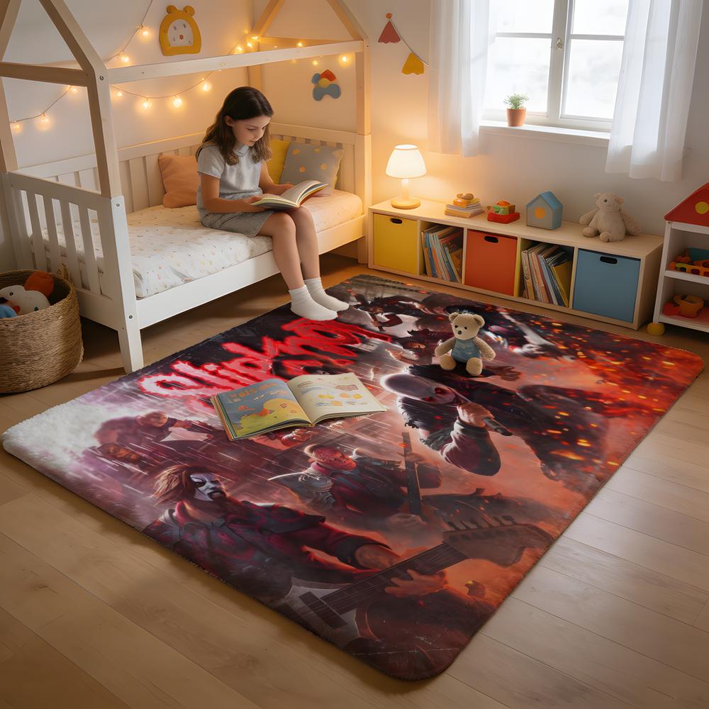 Floor Mat Soft Flannel Rug Non-Slip Absorbent Mat for Bathroom Bedroom Home Decor Rock Band S-slipknot