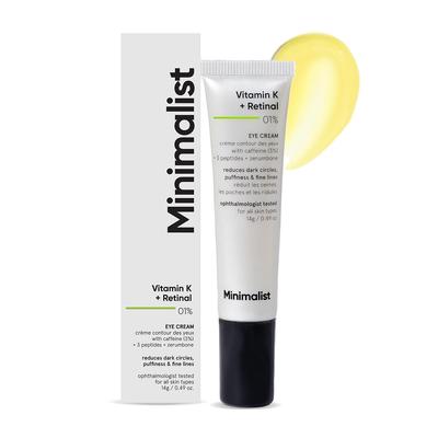 Vitamin K + Retinal 01% Under Eye Cream 14 Gm Pack Reduces Dark Circles Wrinkles Puffiness