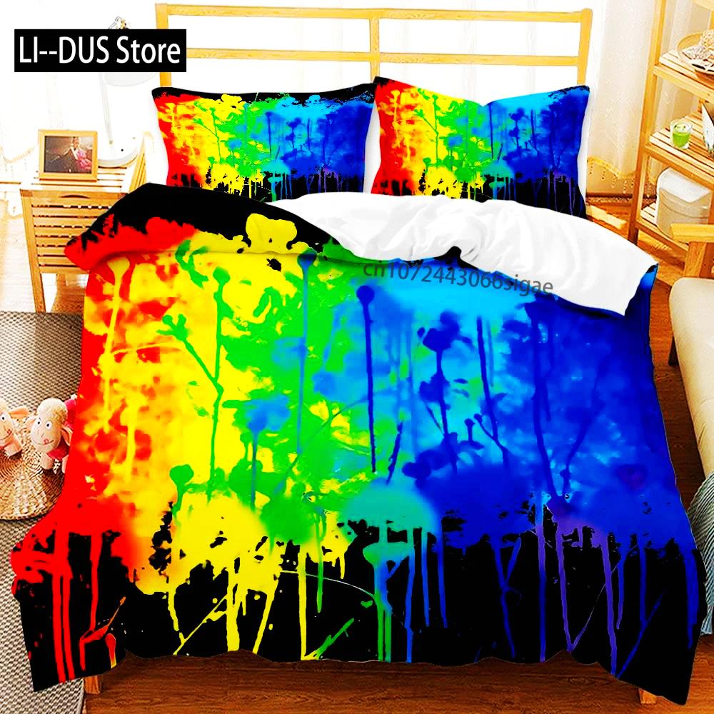

Comforter Abstract Grunge Style Dirty Look With Colorful Watercolor Stains Liquid Splashes Polyester Bedding Set Quee Comforter (quilt)-EU Single(135*200cm)3pcs