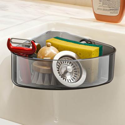 Suction Cup Sink Corner Rack Large Capacity Strong Load-bearing Easy To Install Multifunctional Kitchen Sink Caddy Organizer