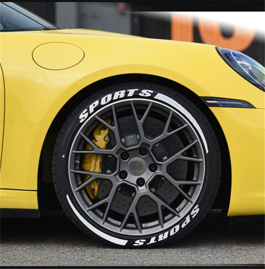 3D 8 Groups Sports Blade Night Reflective Permanent Tire Lettering Car Decals Decoration Stickers Kit Stickers for 4 Tires