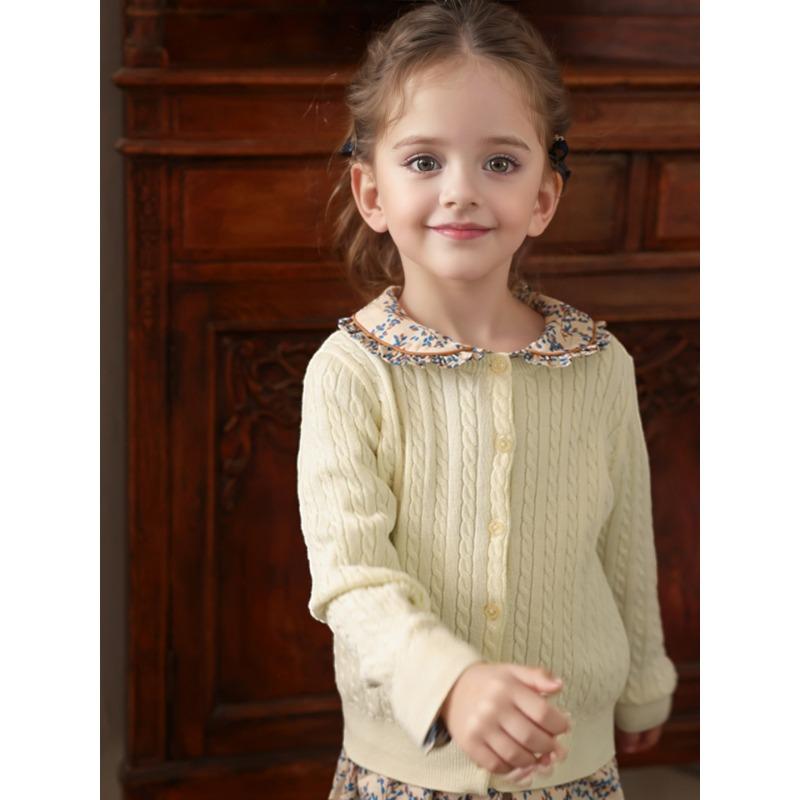 Girls Long Sleeve Knit Cardigan Solid Color Casual Kids Top