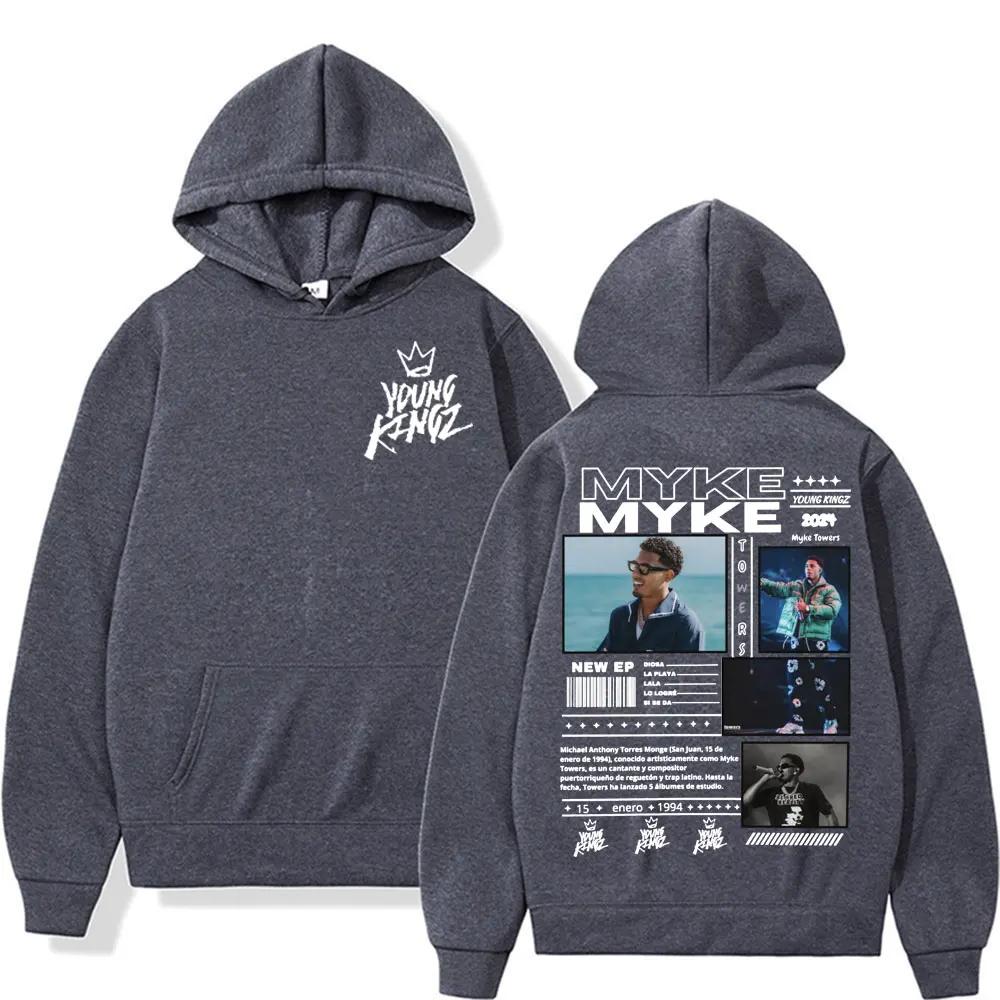 Rapper Myke Towers Men Plus Size Hoodie Hip Hop Rock Street Outdoor Casual Pop Long Sleeve Y2K Warm Fall Sweatshirt Clothing