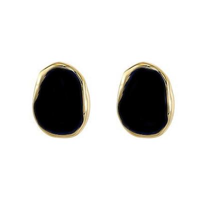 1 Paar Damen-Ohrstecker mit unregelmäßiger geometrischer Form, schwarz, Retro, glatt, für den täglichen Pendelverkehr