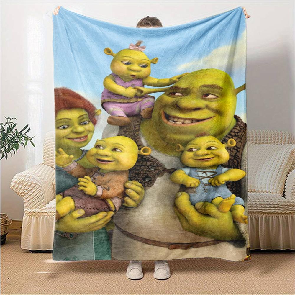 Shrek Theme Printed Blanket - Perfect for Couch, Bed, Travel & Outdoor Use | Machine Washable, Cozy & Durable.
