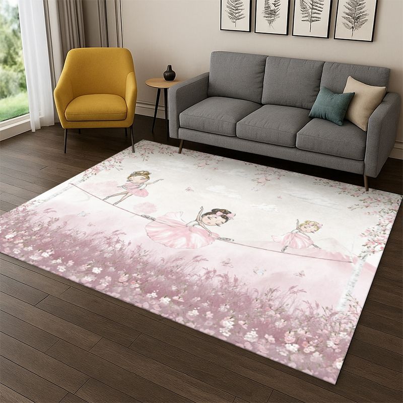 Cartoon Ballet Cute Girl Ballerina Carpet Rug for Bedroom Living Room Sofa Playroom Doormat Home Decor,Kid Area Rug Non-slip