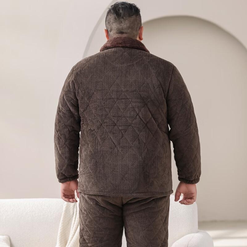 YUZHAOLIN Herren Verdicktes Dreilagiges Gestepptes Fleece-Schlafanzug-Set