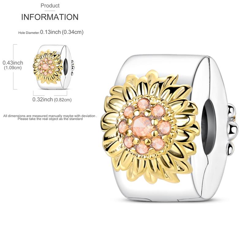 New Copper Charms Beads Sunflower Flower Daisy Original Charm Pendant Fit Charm Bracelets Diy Jewelry Birthday Gift