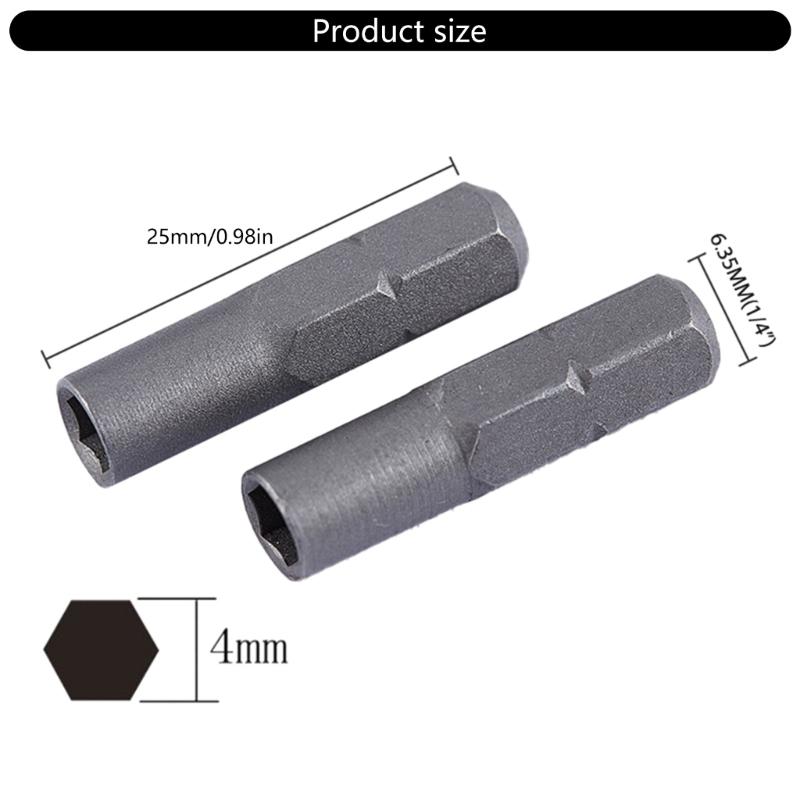 Essential 6.35mm to 4mm Conversion Adapter Connector Power Tool Accessories for Tool Part Crafted from Carbon Steel 4pcs