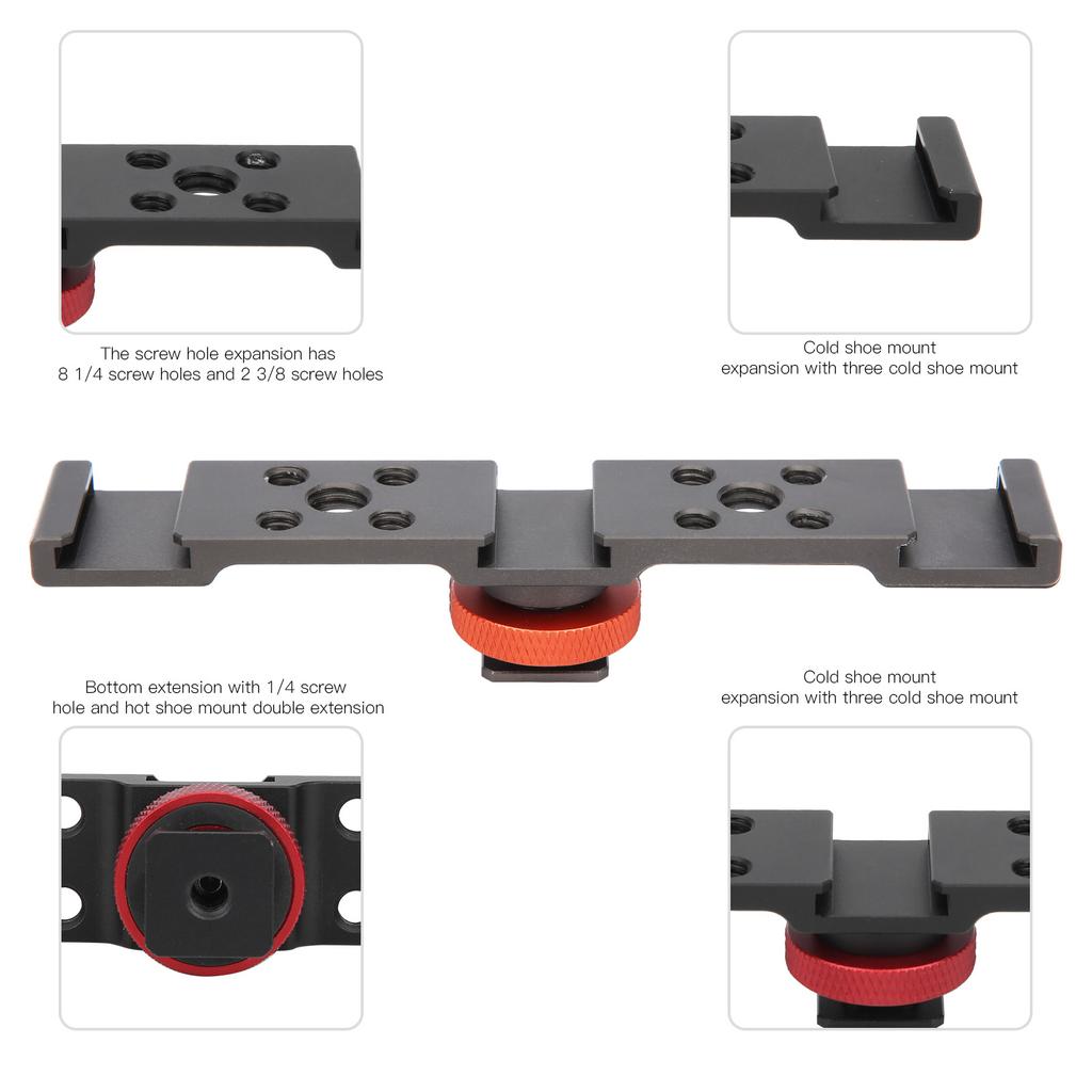 3 In 1 Hot Shoe Mount Adapter Extension Bar Bracket Stand for Camera Mobile Phone