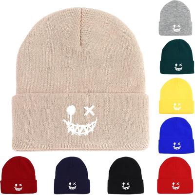Xx Augen Smiley Gesicht Aufdruck Strickmütze Beanie, Skull Cap Krebs Chemo Dehnbar Schlichte Bommelmütze Strickmütze Beanie