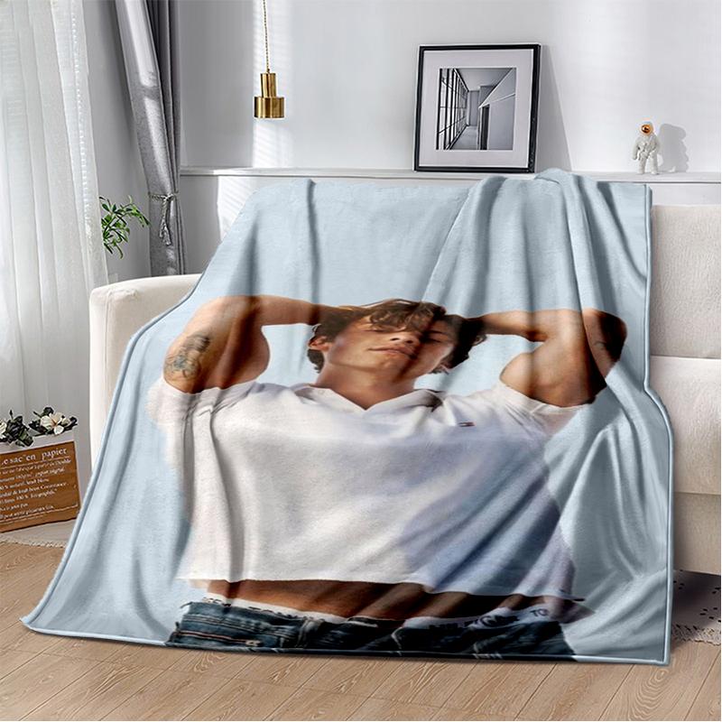 3D Shawn Mendes Handwritten Singer Soft Plush Blanket,Flannel Blanket Throw Blanket for Living Room Bedroom Bed Sofa Kid Gift