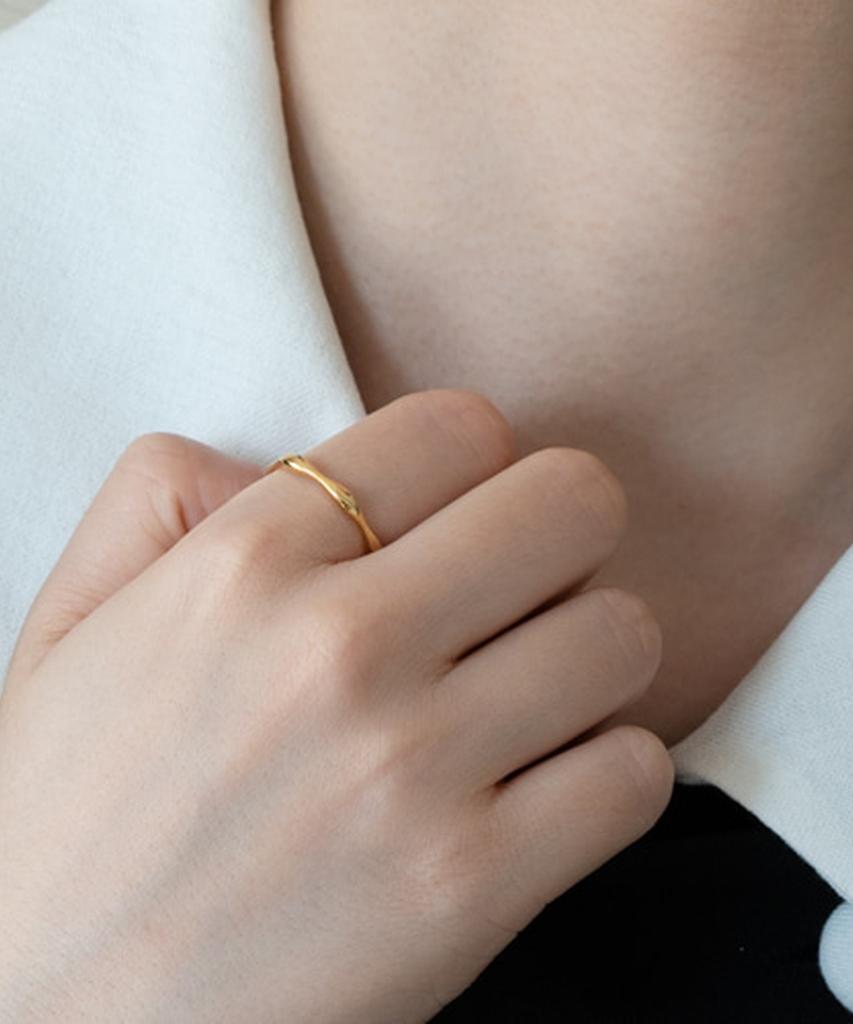 Alleun Silver 925 Thumb Wave Silver Couple Bold Ring (Type B)