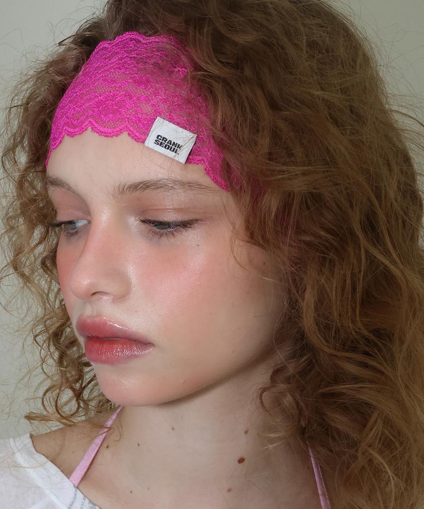 CRANK Lace Veil Hairband_Hot Pink