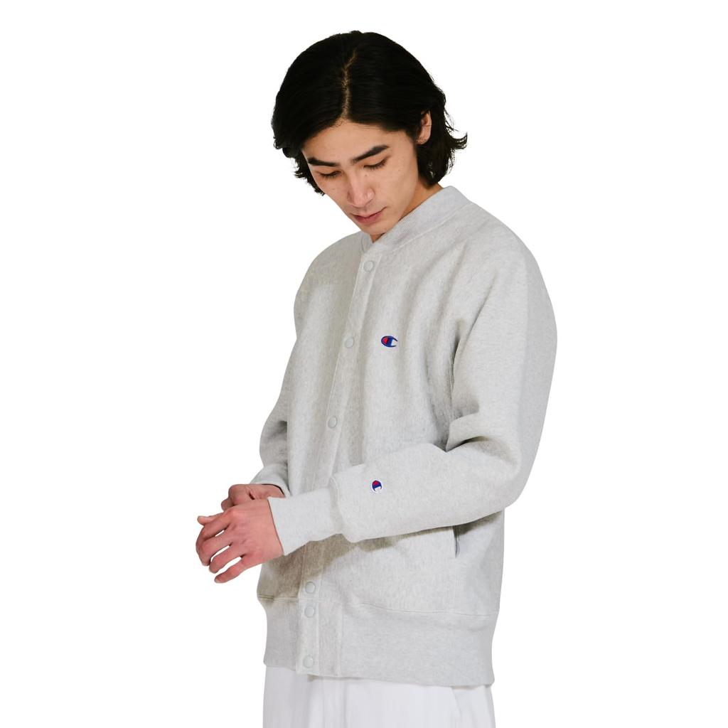 Champion Long Sleeve Crew Neck Cotton Fleece Embroidered REVERSE Snap Silver Men's Sweatshirt, 11.5oz USA, Lining, One-Point Logo, WEAVE® Sweatshirt,