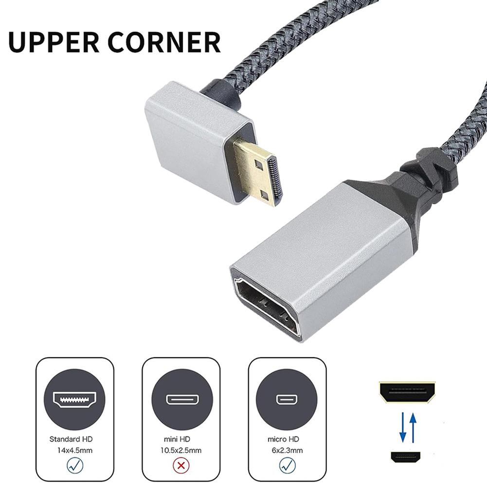 Compact 20CM Mini HDMI Compatible Cable Adapter with 90 Degree Design Supporting 4K UHD Video Output for Easy Connection