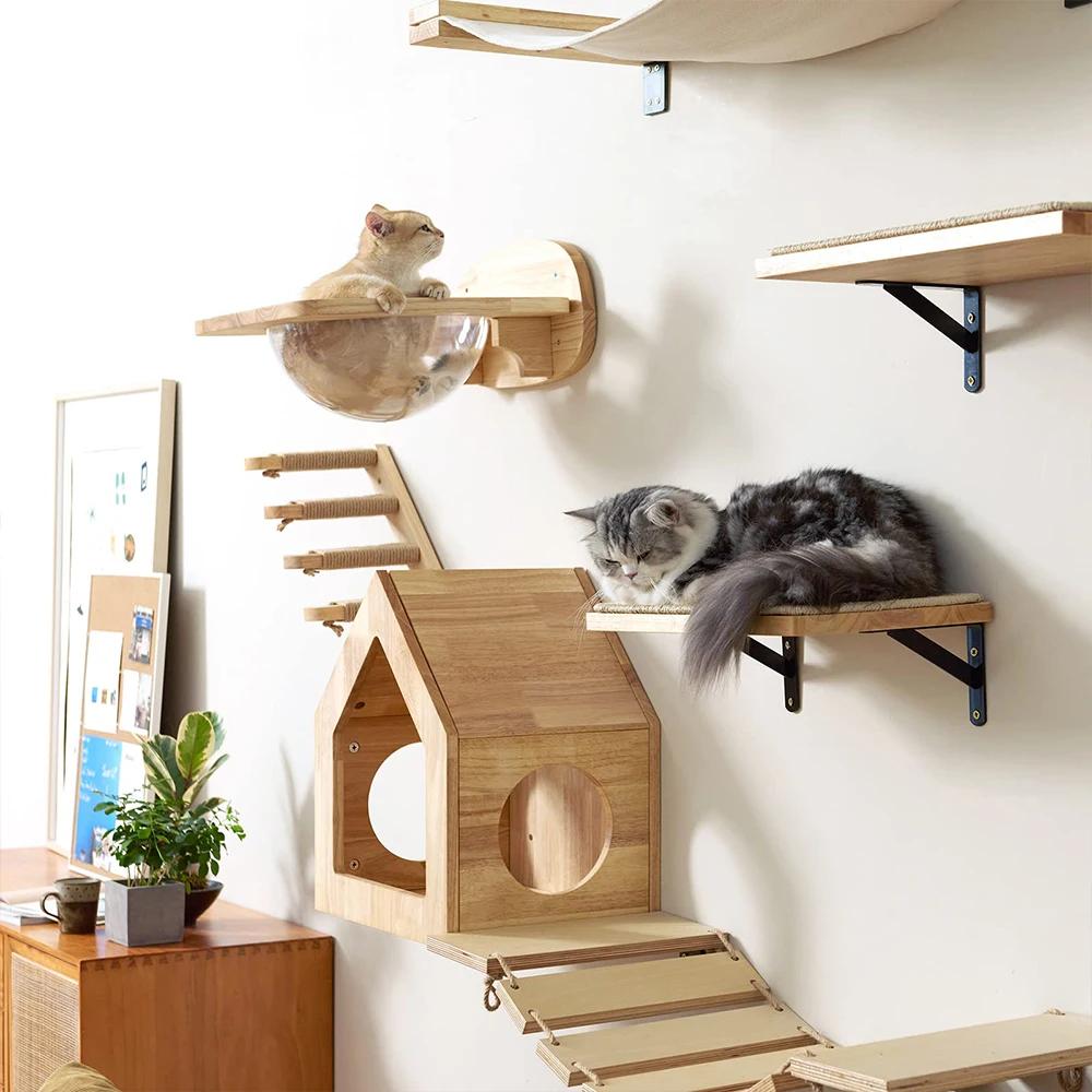 Katzen-Kletterwand-Typ-Sortiment Katzenbaum Wandmontage Katzenhängematte Sisal Vier Stufen Katzenleiter Klettern Katzenwandhängend
