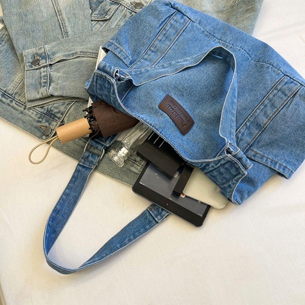 Korean Style Denim Shoulder Bag Simple Underarm Packs Casual Handbag  Girls