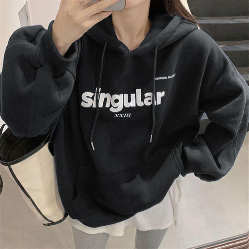 Women's Loose Hooded Sweater Coat New Autumn Winter Top
