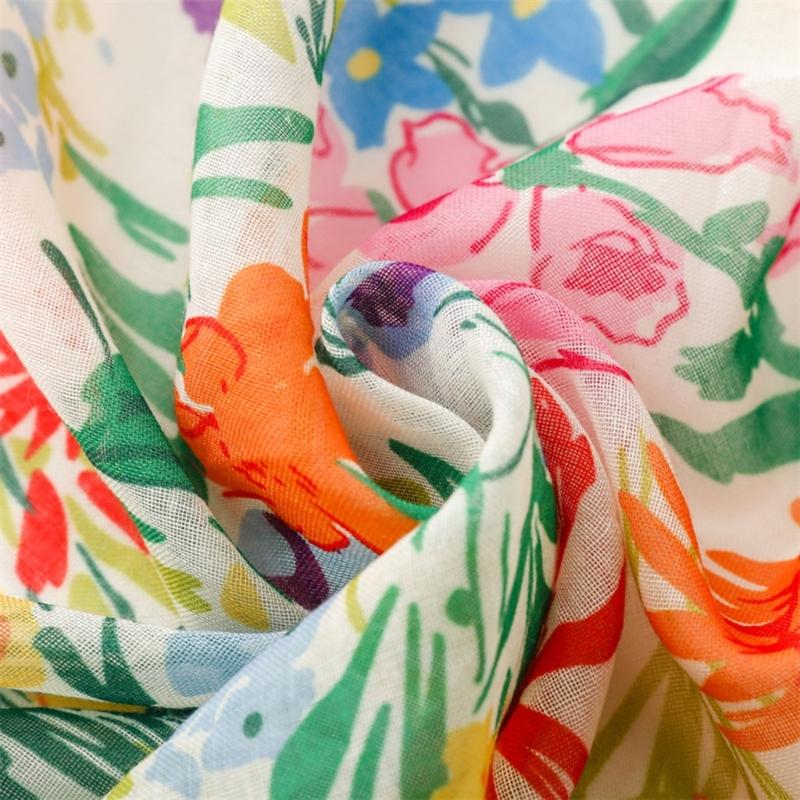 Fringed Women Lady Floral Scarf Soft Neck Scarf Stylish Shawl Wrap Elegant Floral Scarves Neckerchief