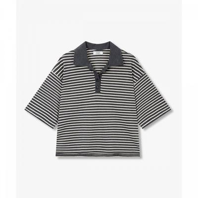 STripe Collar Neck ShorT Sleeve T shirT 9176222999