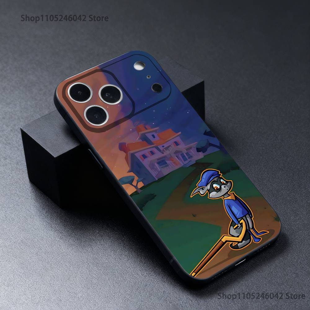 Herní kryt na telefon Sly C-Cooper Pro iPhone 17,16,15,14,13,12,11,Pro,XS,Max,XR,Plus,E,SE4,Mini Černý měkký kryt