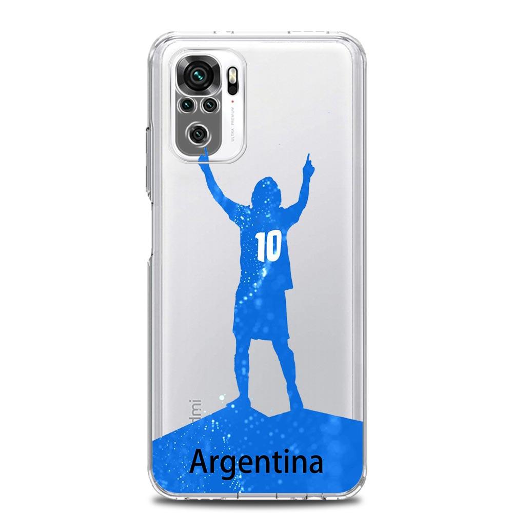 Argentina Soccer 10 Clothing Phone Case For Xiaomi Redmi Note 12 5G 9S 9 8 10 11 Pro Plus 4G 9T 8T 10C 9C 9A 7 Pro Clear Cover